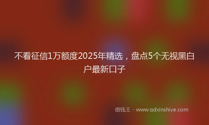 不看征信1万额度2025年精选，盘点5个无视黑白户最新口子