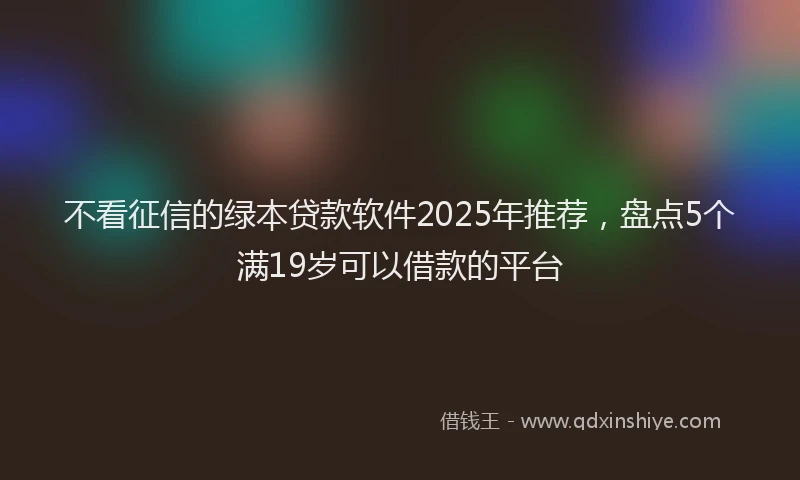 不看征信的绿本贷款软件2025年推荐，盘点5个满19岁可以借款的平台