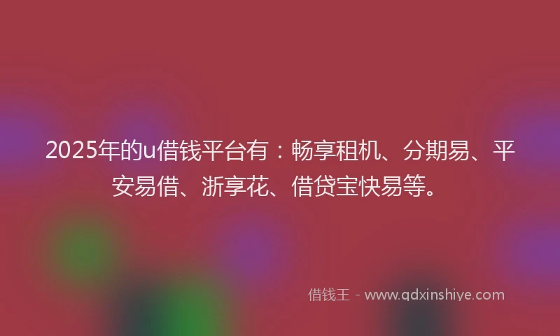 2025年的u借钱平台有：畅享租机、分期易、平安易借、浙享花、借贷宝快易等。