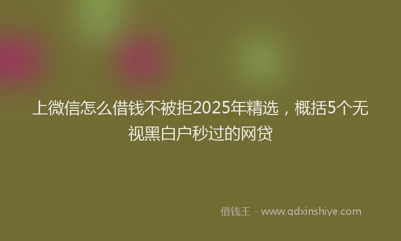 上微信怎么借钱不被拒2025年精选，概括5个无视黑白户秒过的网贷