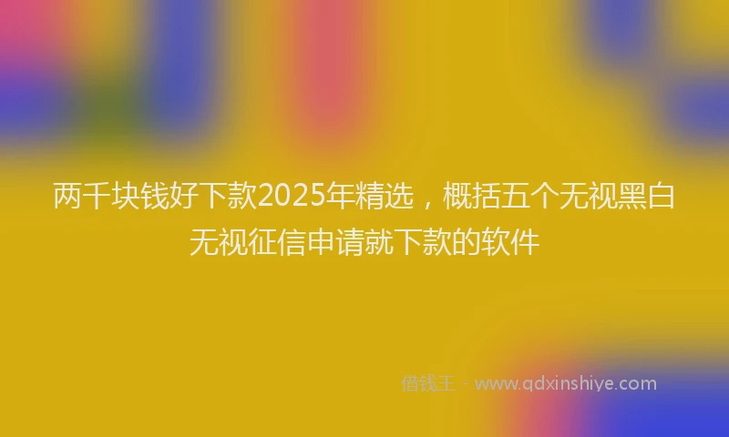 两千块钱好下款2025年精选，概括五个无视黑白无视征信申请就下款的软件