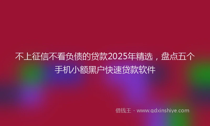 不上征信不看负债的贷款2025年精选，盘点五个手机小额黑户快速贷款软件