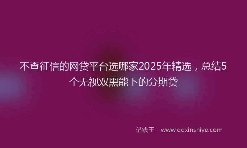 不查征信的网贷平台选哪家2025年精选，总结5个无视双黑能下的分期贷
