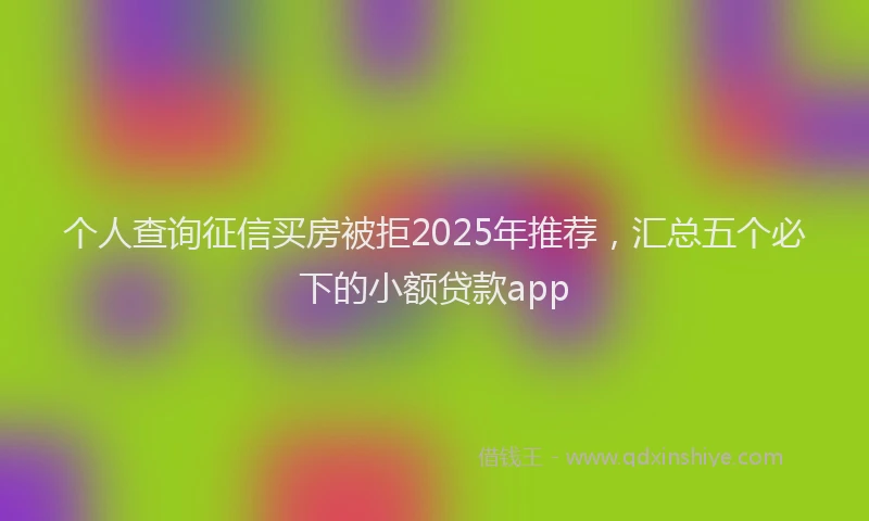 个人查询征信买房被拒2025年推荐，汇总五个必下的小额贷款app