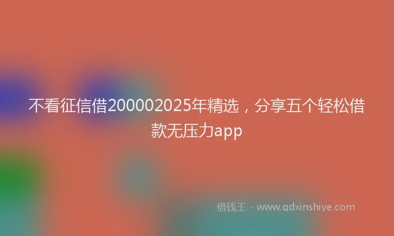 不看征信借200002025年精选，分享五个轻松借款无压力app