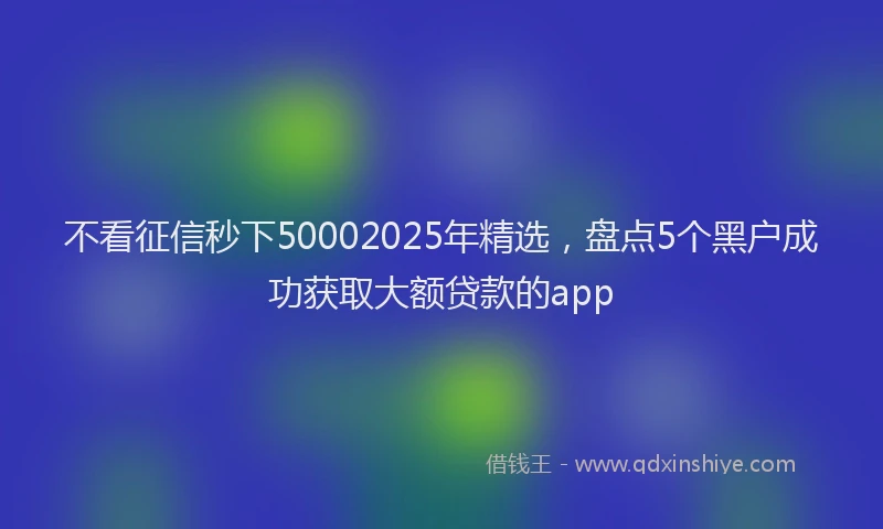 不看征信秒下50002025年精选，盘点5个黑户成功获取大额贷款的app