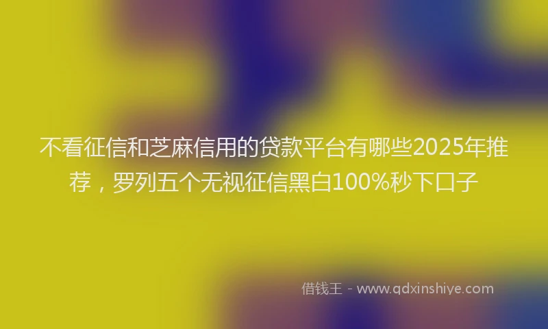 不看征信和芝麻信用的贷款平台有哪些2025年推荐，罗列五个无视征信黑白100%秒下口子