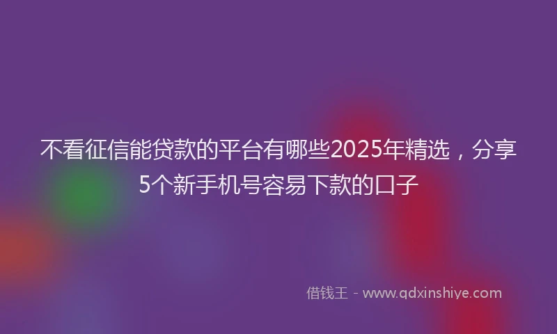不看征信能贷款的平台有哪些2025年精选，分享5个新手机号容易下款的口子