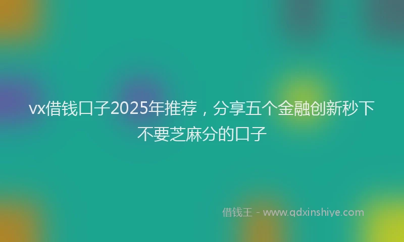 vx借钱口子2025年推荐，分享五个金融创新秒下不要芝麻分的口子