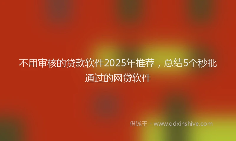 不用审核的贷款软件2025年推荐，总结5个秒批通过的网贷软件