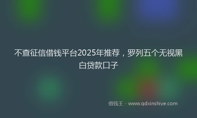 不查征信借钱平台2025年推荐，罗列五个无视黑白贷款口子