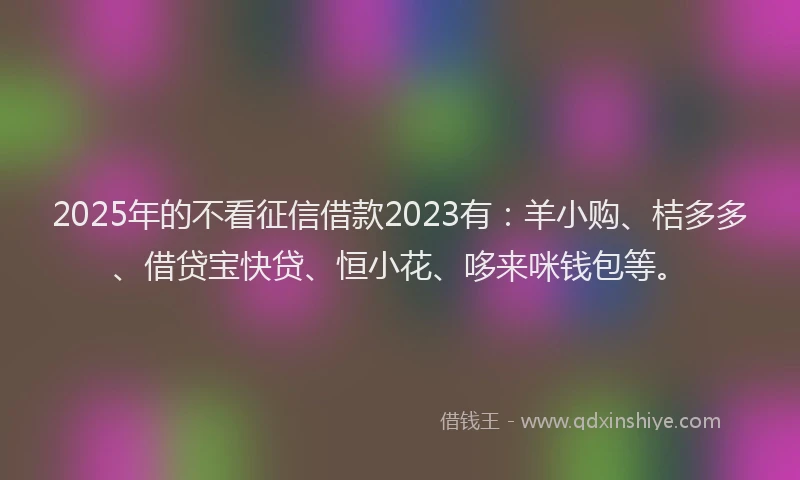 2025年的不看征信借款2023有：羊小购、桔多多、借贷宝快贷、恒小花、哆来咪钱包等。
