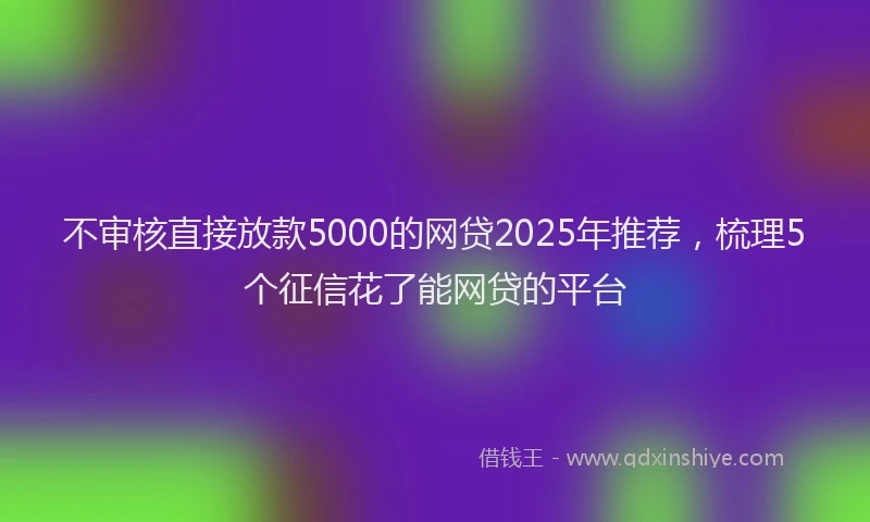 不审核直接放款5000的网贷2025年推荐，梳理5个征信花了能网贷的平台