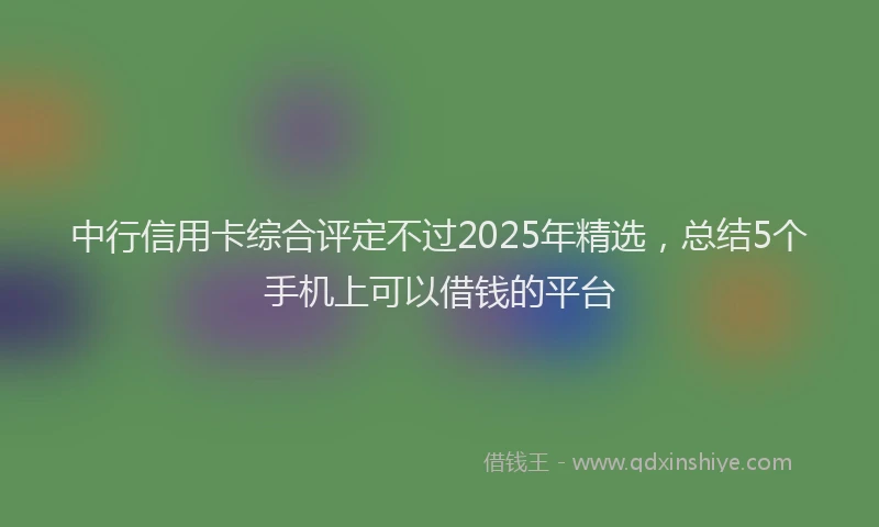 中行信用卡综合评定不过2025年精选，总结5个手机上可以借钱的平台