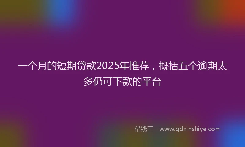 一个月的短期贷款2025年推荐，概括五个逾期太多仍可下款的平台