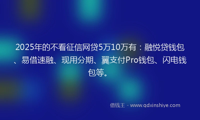 2025年的不看征信网贷5万10万有：融悦贷钱包、易借速融、现用分期、翼支付Pro钱包、闪电钱包等。