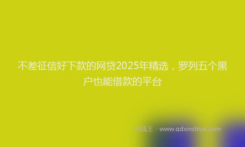 不差征信好下款的网贷2025年精选，罗列五个黑户也能借款的平台