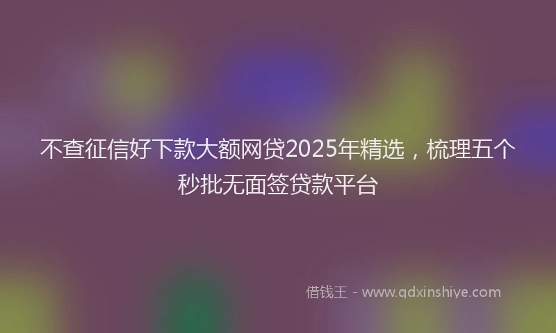 不查征信好下款大额网贷2025年精选，梳理五个秒批无面签贷款平台