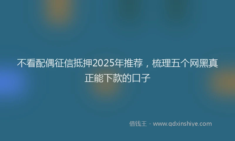 不看配偶征信抵押2025年推荐，梳理五个网黑真正能下款的口子