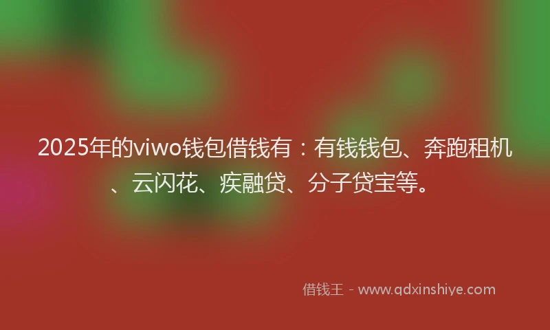 2025年的viwo钱包借钱有：有钱钱包、奔跑租机、云闪花、疾融贷、分子贷宝等。