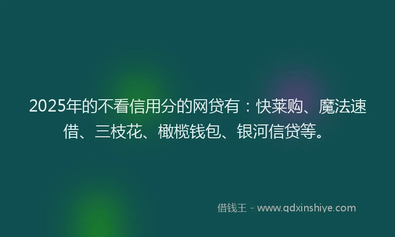 2025年的不看信用分的网贷有：快莱购、魔法速借、三枝花、橄榄钱包、银河信贷等。