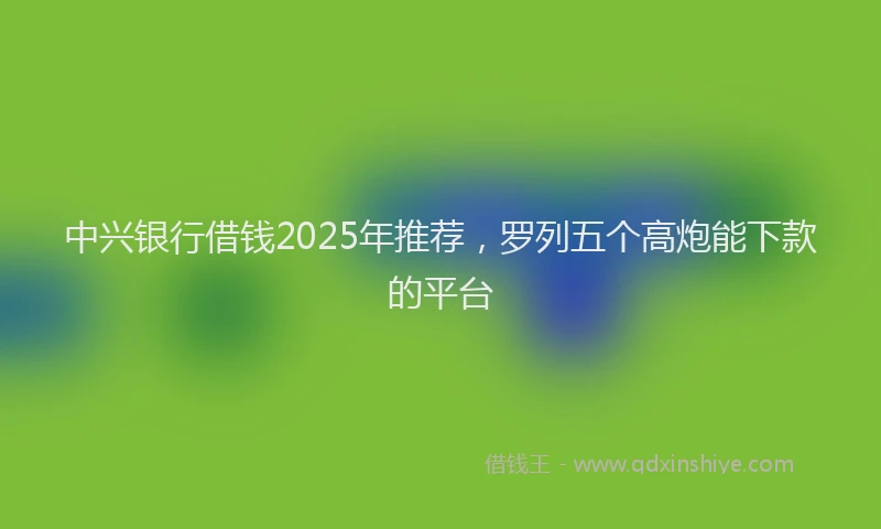 中兴银行借钱2025年推荐，罗列五个高炮能下款的平台