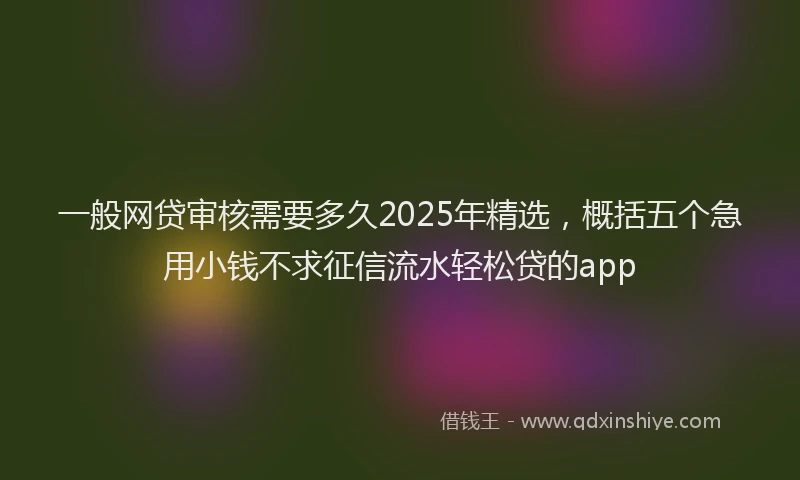 一般网贷审核需要多久2025年精选，概括五个急用小钱不求征信流水轻松贷的app