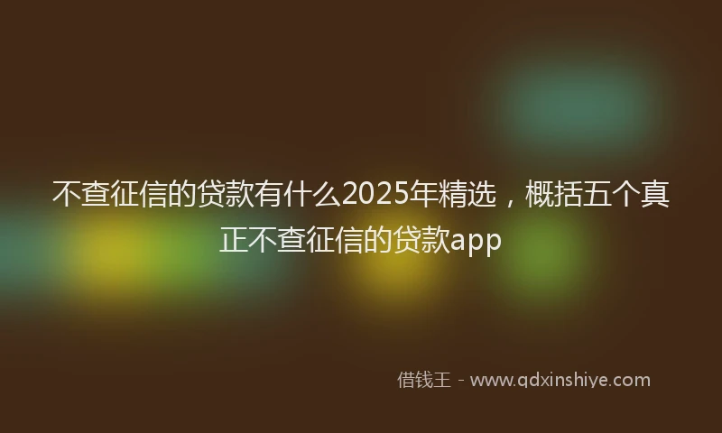 不查征信的贷款有什么2025年精选，概括五个真正不查征信的贷款app