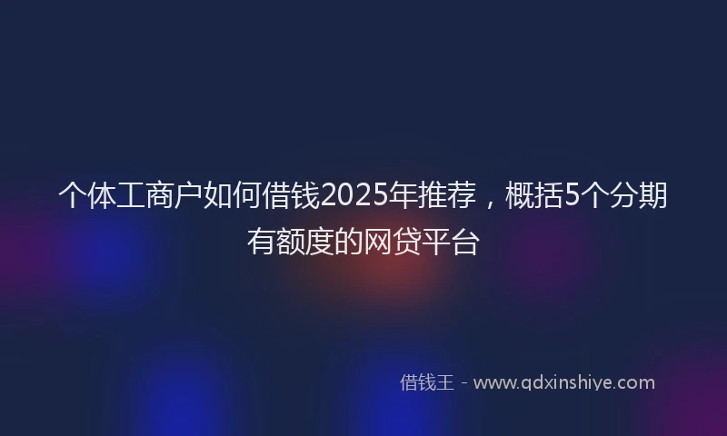 个体工商户如何借钱2025年推荐，概括5个分期有额度的网贷平台