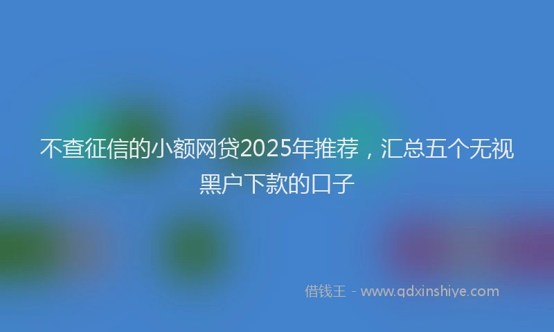 不查征信的小额网贷2025年推荐，汇总五个无视黑户下款的口子