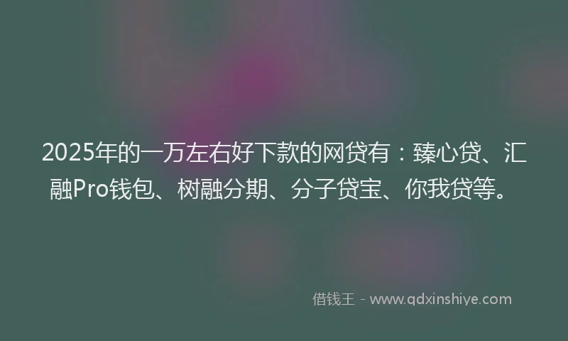 2025年的一万左右好下款的网贷有：臻心贷、汇融Pro钱包、树融分期、分子贷宝、你我贷等。