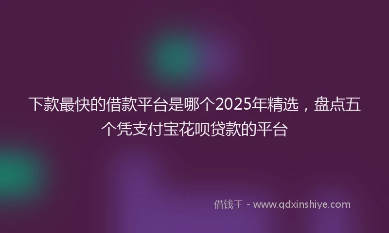 下款最快的借款平台是哪个2025年精选，盘点五个凭支付宝花呗贷款的平台