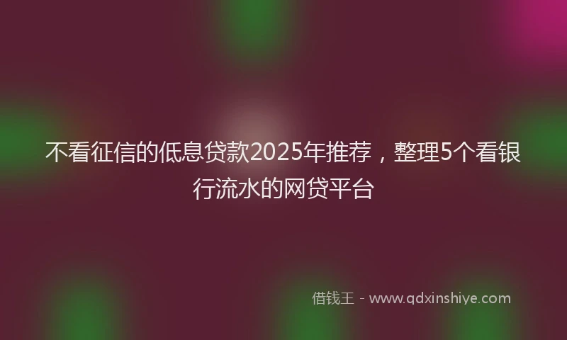 不看征信的低息贷款2025年推荐，整理5个看银行流水的网贷平台