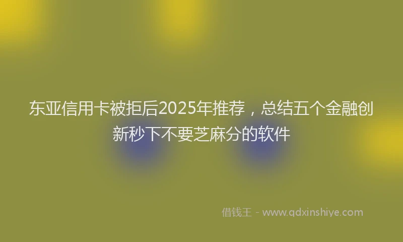 东亚信用卡被拒后2025年推荐，总结五个金融创新秒下不要芝麻分的软件