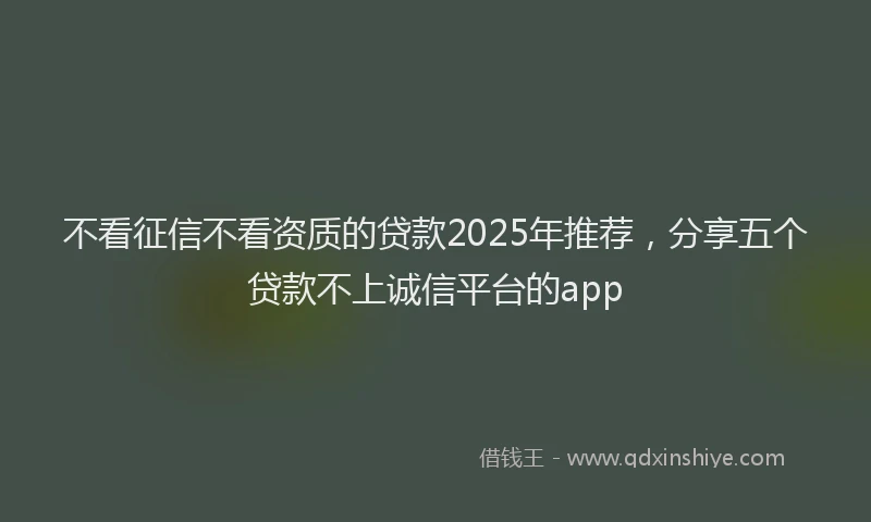 不看征信不看资质的贷款2025年推荐，分享五个贷款不上诚信平台的app