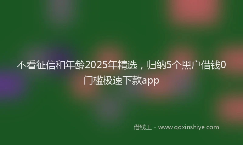 不看征信和年龄2025年精选，归纳5个黑户借钱0门槛极速下款app