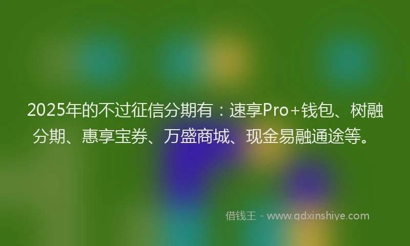 2025年的不过征信分期有：速享Pro+钱包、树融分期、惠享宝券、万盛商城、现金易融通途等。