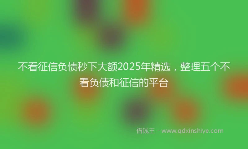 不看征信负债秒下大额2025年精选，整理五个不看负债和征信的平台