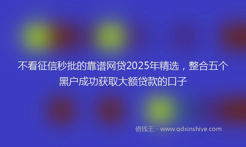 不看征信秒批的靠谱网贷2025年精选，整合五个黑户成功获取大额贷款的口子