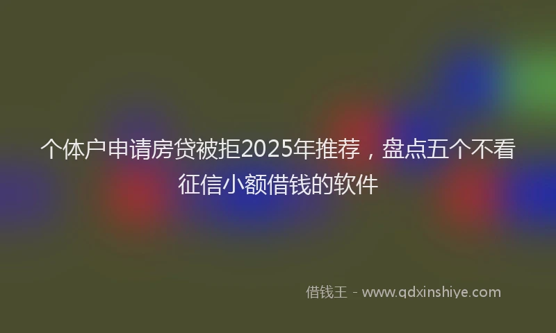 个体户申请房贷被拒2025年推荐，盘点五个不看征信小额借钱的软件