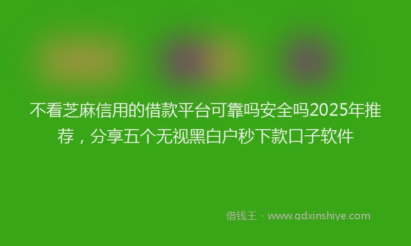 不看芝麻信用的借款平台可靠吗安全吗2025年推荐，分享五个无视黑白户秒下款口子软件