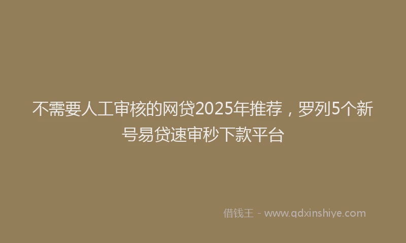 不需要人工审核的网贷2025年推荐，罗列5个新号易贷速审秒下款平台