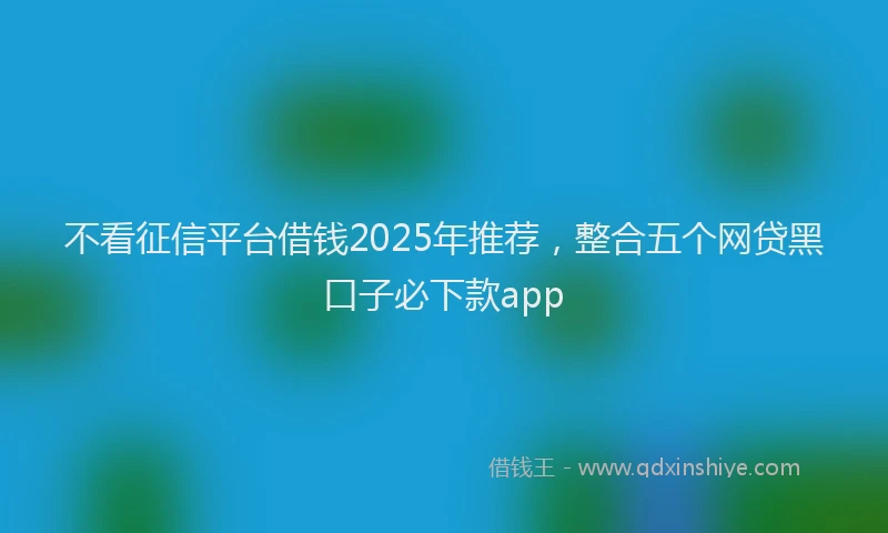 不看征信平台借钱2025年推荐，整合五个网贷黑口子必下款app