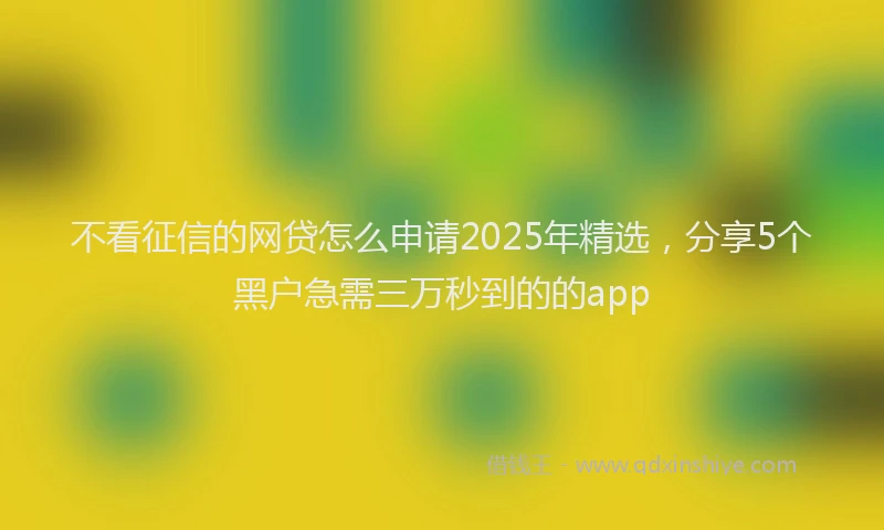 不看征信的网贷怎么申请2025年精选，分享5个黑户急需三万秒到的的app