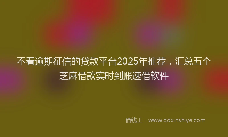 不看逾期征信的贷款平台2025年推荐，汇总五个芝麻借款实时到账速借软件