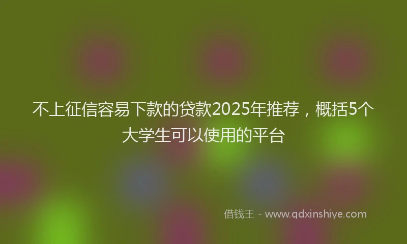不上征信容易下款的贷款2025年推荐，概括5个大学生可以使用的平台