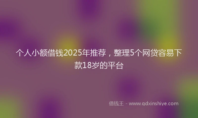 个人小额借钱2025年推荐，整理5个网贷容易下款18岁的平台