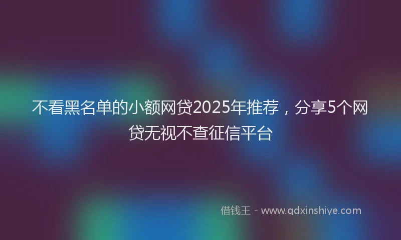 不看黑名单的小额网贷2025年推荐，分享5个网贷无视不查征信平台