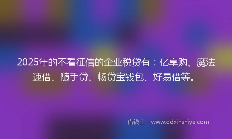 2025年的不看征信的企业税贷有：亿享购、魔法速借、随手贷、畅贷宝钱包、好易借等。