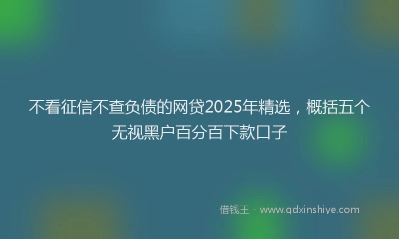 不看征信不查负债的网贷2025年精选，概括五个无视黑户百分百下款口子